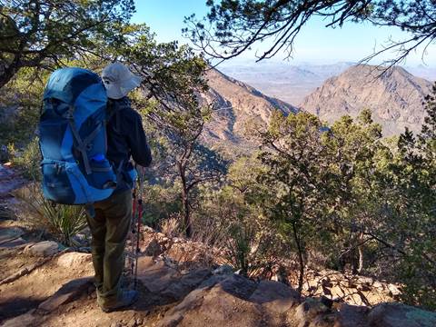 Backpacker in the Chisos Mountains